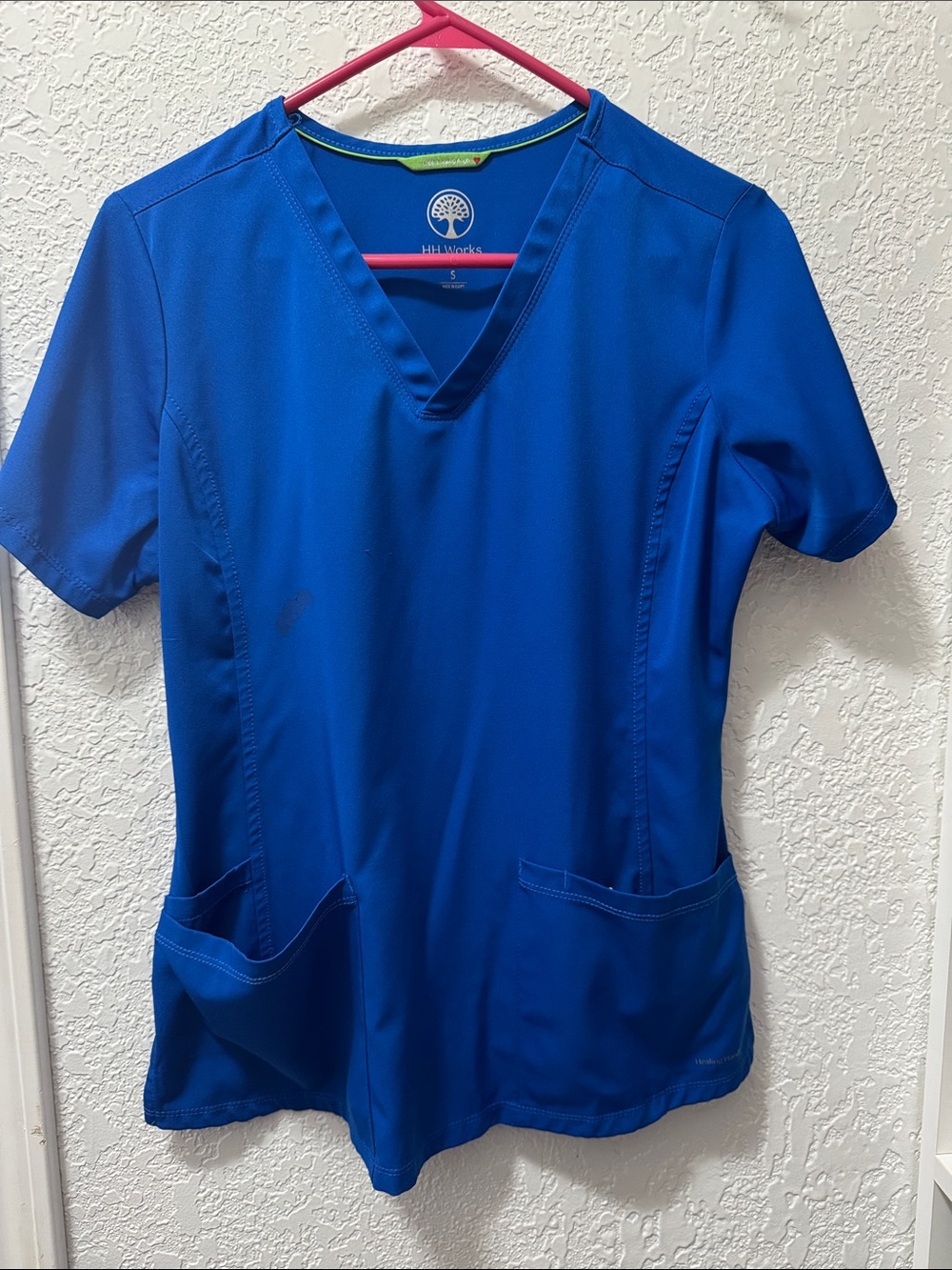 Healing Hands Women's Royal Blue V-Neck Scrub Set